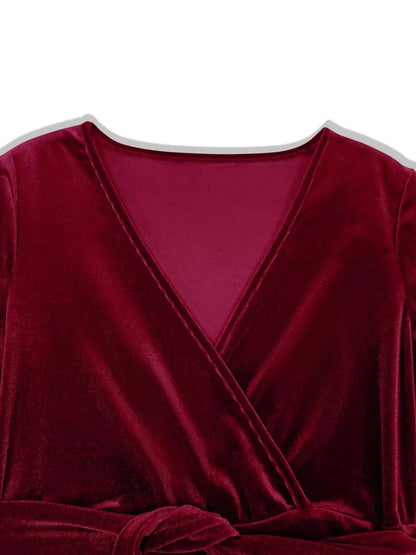 Velvet Wrap Surplice Maxi Dress WESTCLOSET