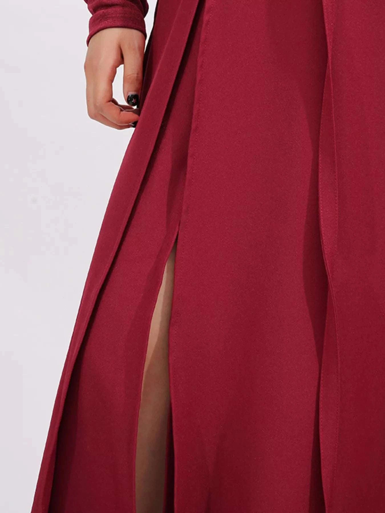 Slit Spaghetti Strap Long Sleeve Dress WESTCLOSET
