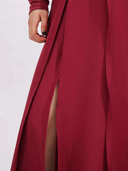 Slit Spaghetti Strap Long Sleeve Dress WESTCLOSET