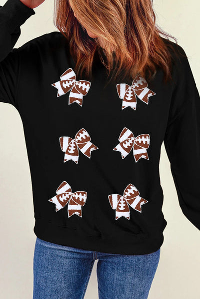 WestCloset Bow Round Neck Long Sleeve Sweatshirt 