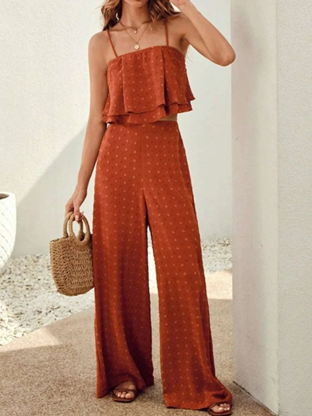 Swiss Dot Layered Cami and Pants Set WESTCLOSET