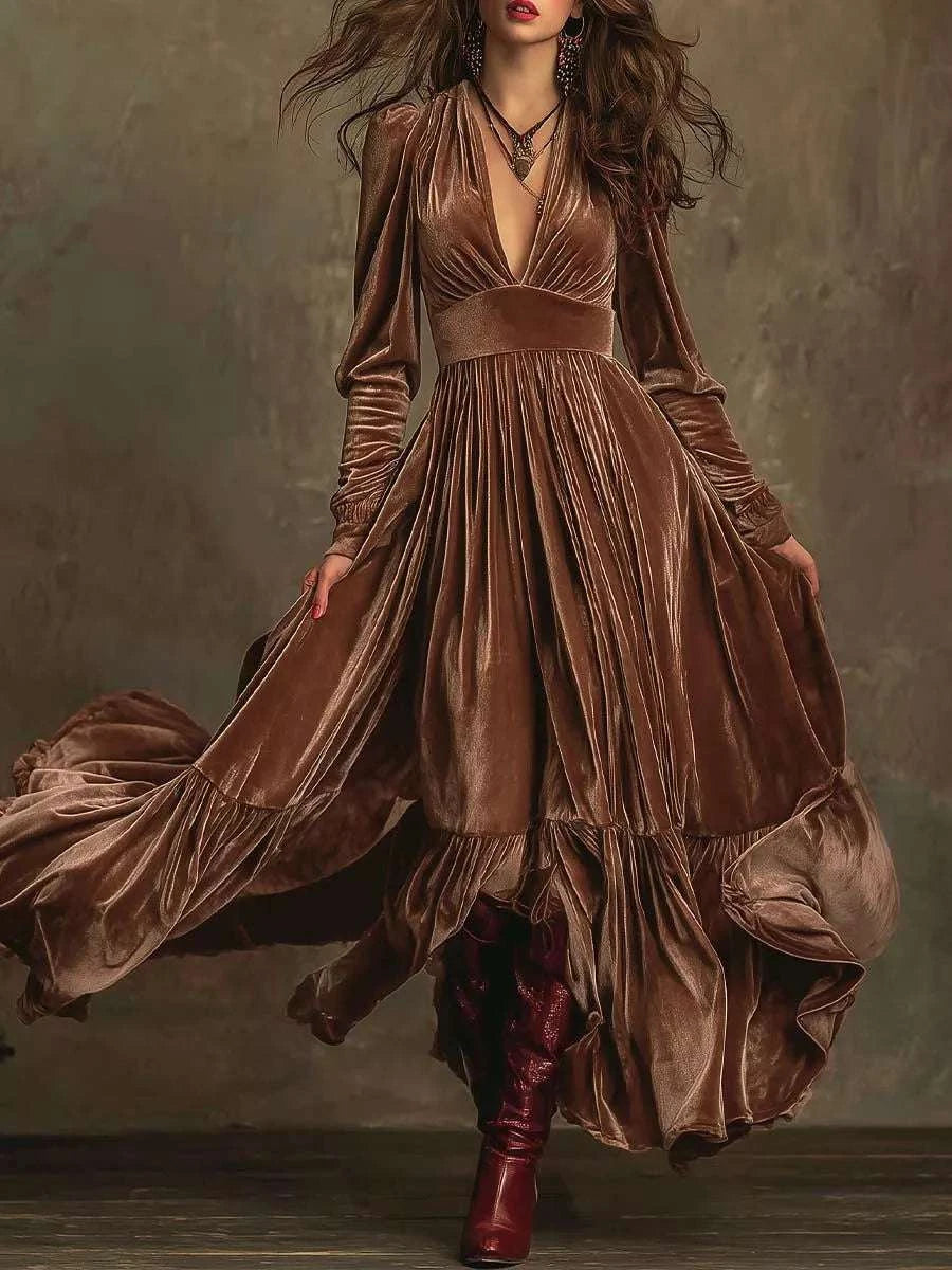 Ruffled Hem Long Sleeve Dress WESTCLOSET