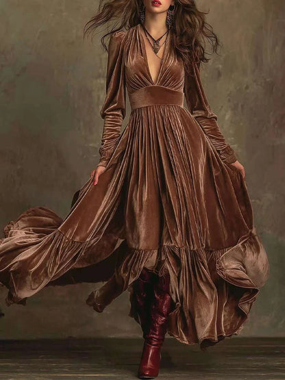 Ruffled Hem Long Sleeve Dress WESTCLOSET