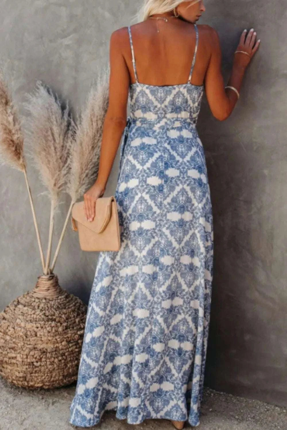 Printed Tied Maxi Cami Dress WESTCLOSET