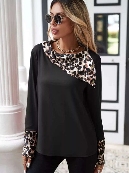 Leopard Long Sleeve Blouse WESTCLOSET