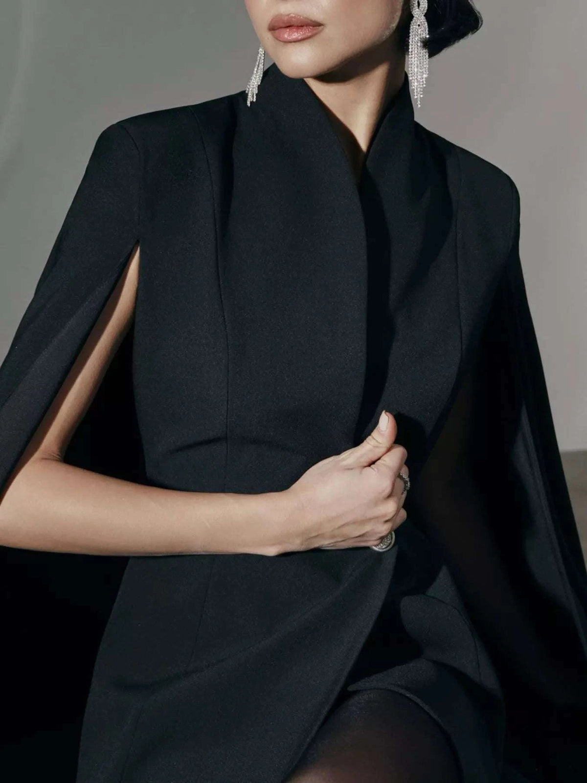 One Button Fitted Mini Blazer Dress with Cape Sleeves WESTCLOSET