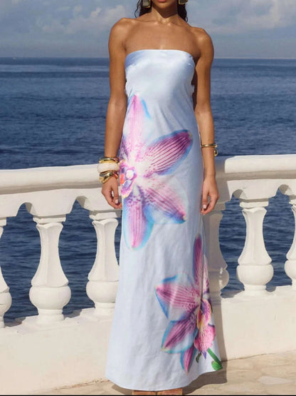 Printed Tube Maxi Dress WESTCLOSET