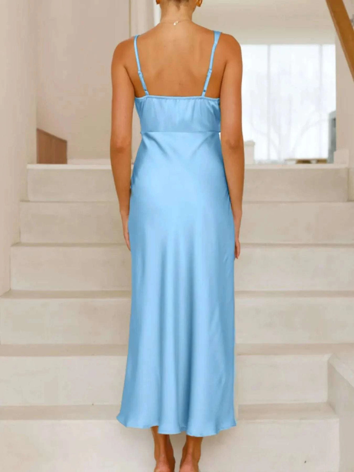 Satin Asymmetrical Midi Dress WESTCLOSET