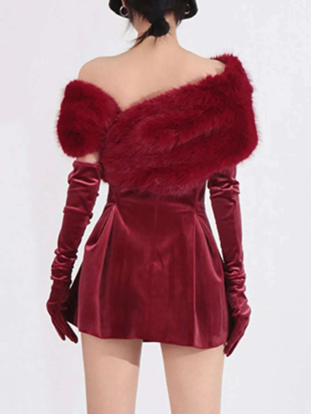 Fuzzy Off Shoulder Mini Dress WESTCLOSET