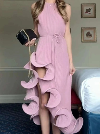 Ruffle Hem Ribbed Sleeveless Dress WESTCLOSET
