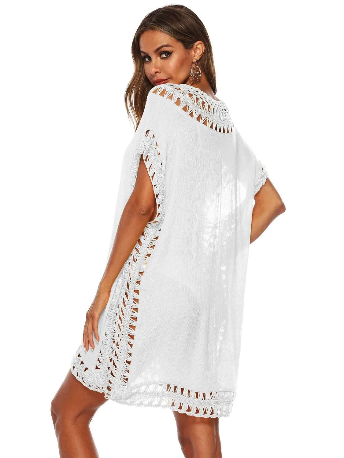 Bohemian Crochet Trim Beach Cover Up Dress WESTCLOSET