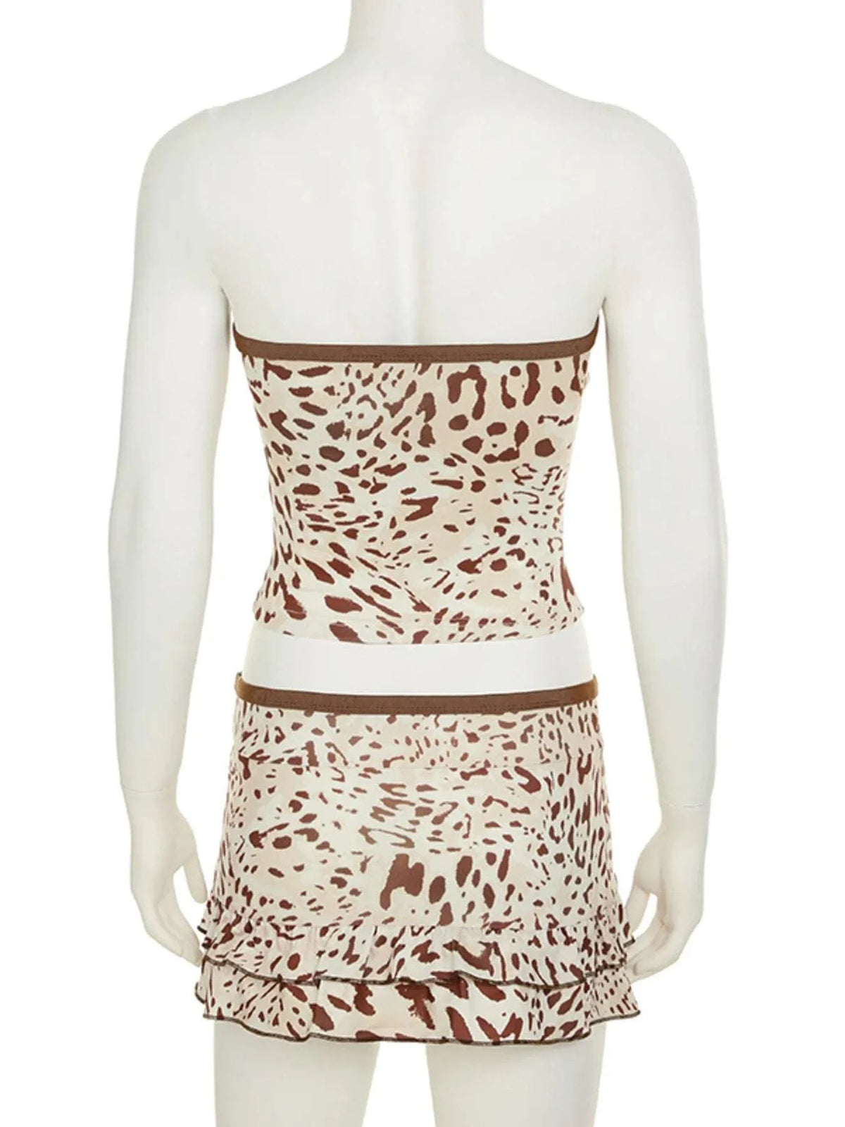Leopard Print Strapless Top and Skirt Two-Piece Set WESTCLOSET