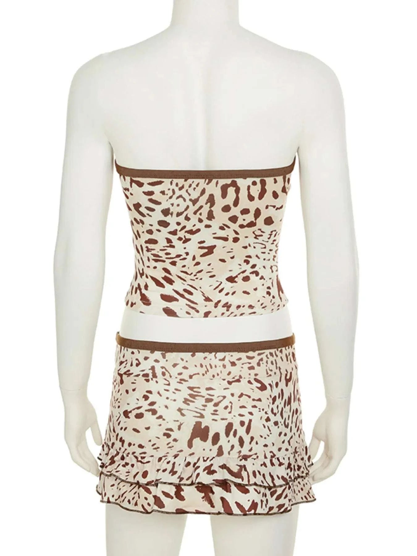 Leopard Print Strapless Top and Skirt Two-Piece Set WESTCLOSET