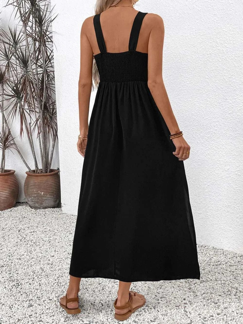 Perfee Embroidered Floral Side Slit Sleeveless Midi Dress WESTCLOSET