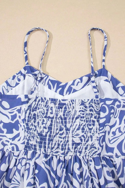 Floral Print Spaghetti Strap High Waist Dress WESTCLOSET