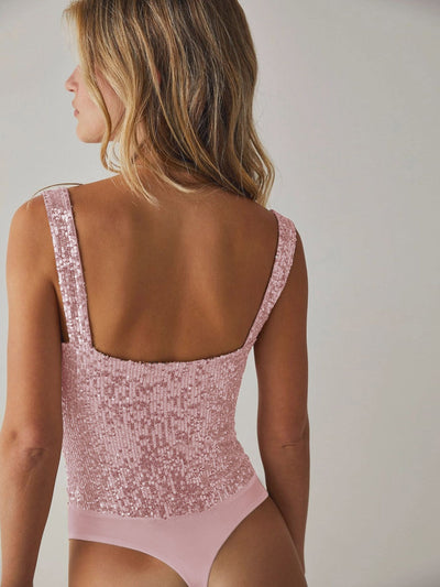 WestCloset Sequin Wide Strap Bodysuit 