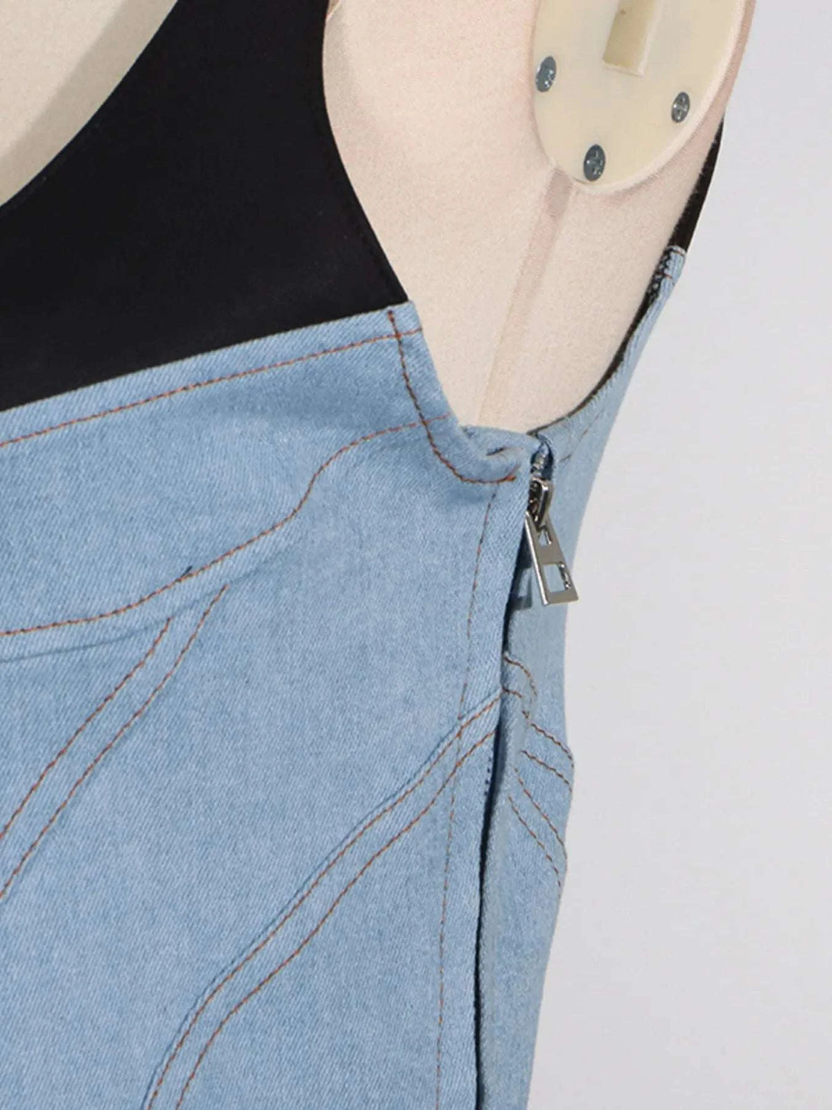 Contrast Adjustable Strap Denim Dress WESTCLOSET