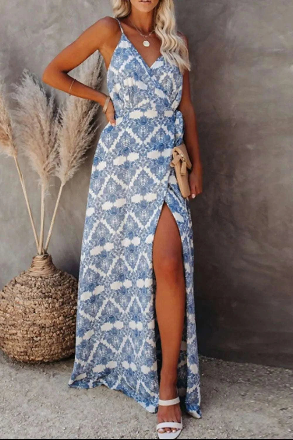 Printed Tied Maxi Cami Dress WESTCLOSET