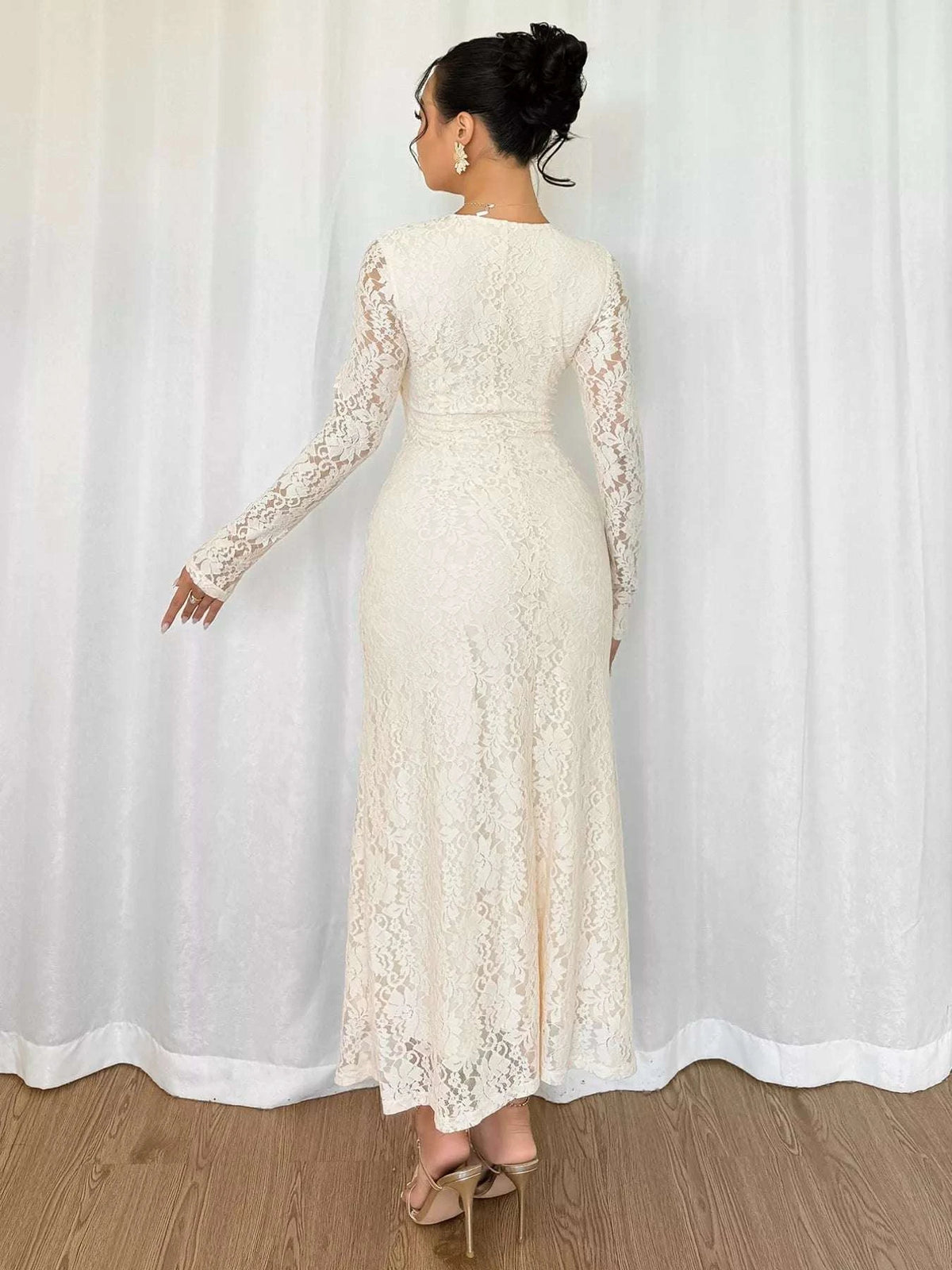 Lace V-Neck Long Sleeve Dress WESTCLOSET