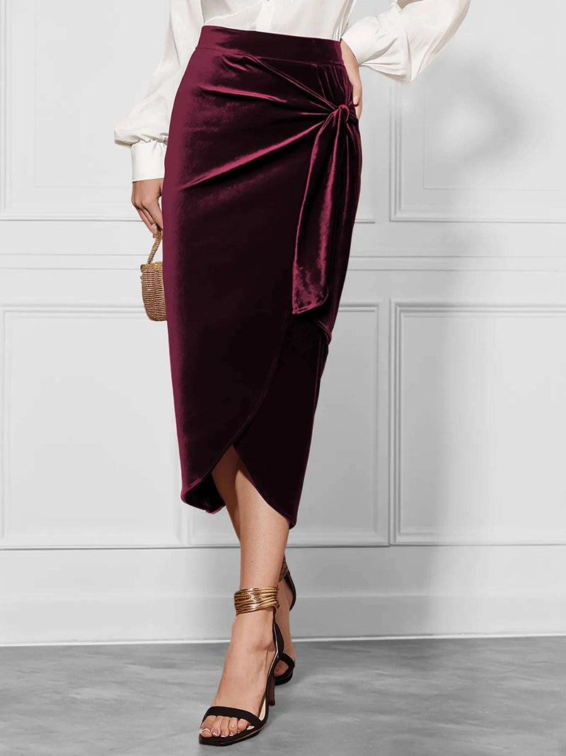 Side Tied Velvet Skirt WESTCLOSET