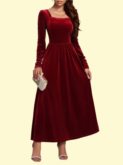 Timeless Deep Red Velvet Dress for Special Occasions