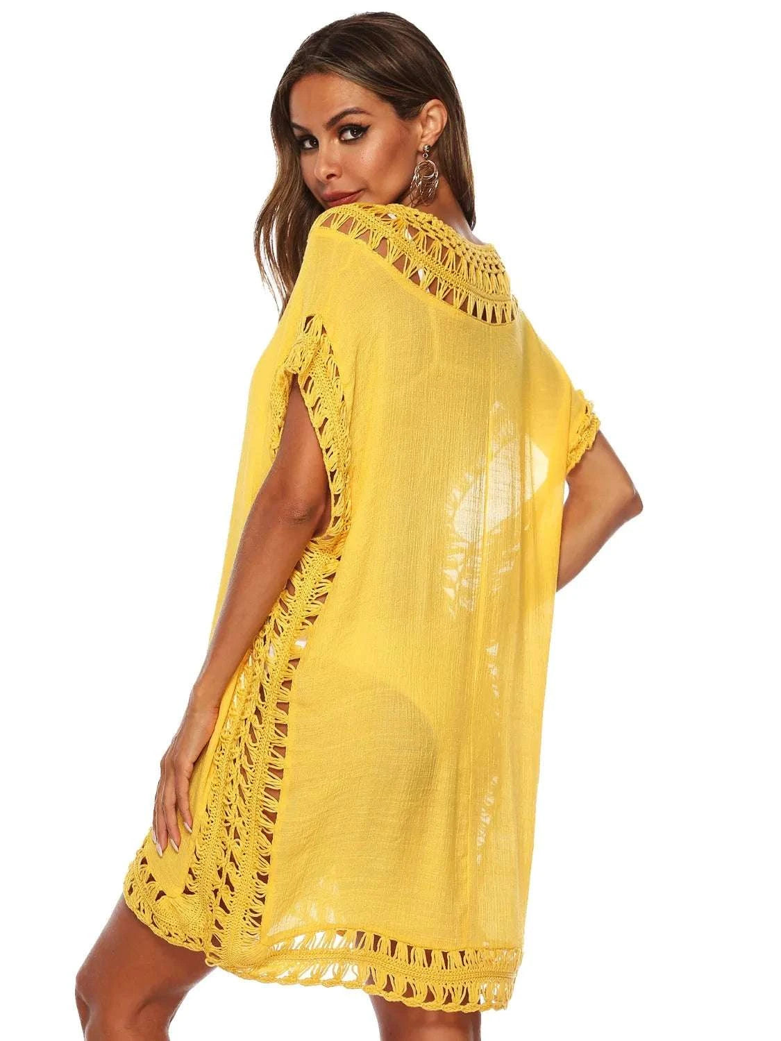 Bohemian Crochet Trim Beach Cover Up Dress WESTCLOSET