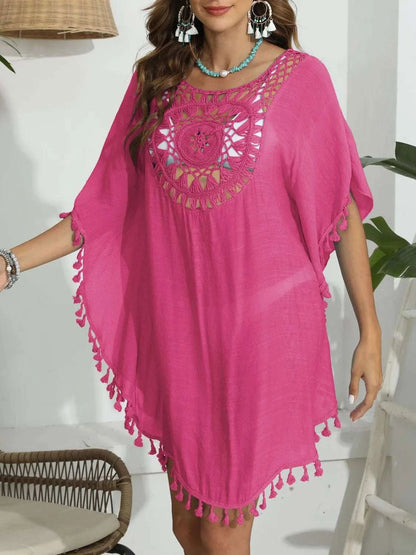 Tassel Crochet Round Neck Cover-Up WESTCLOSET