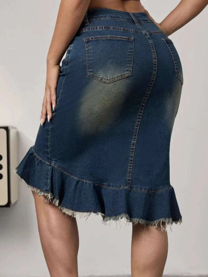 Raw Hem Mermaid Denim Skirt WESTCLOSET