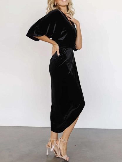 Ruched Surplice Half Sleeve Dress WESTCLOSET