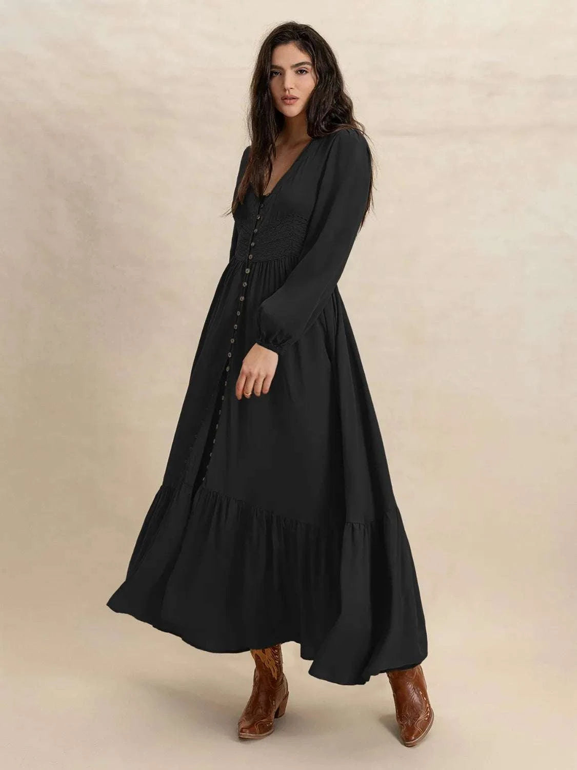 V-Neck Long Sleeve Dress WESTCLOSET