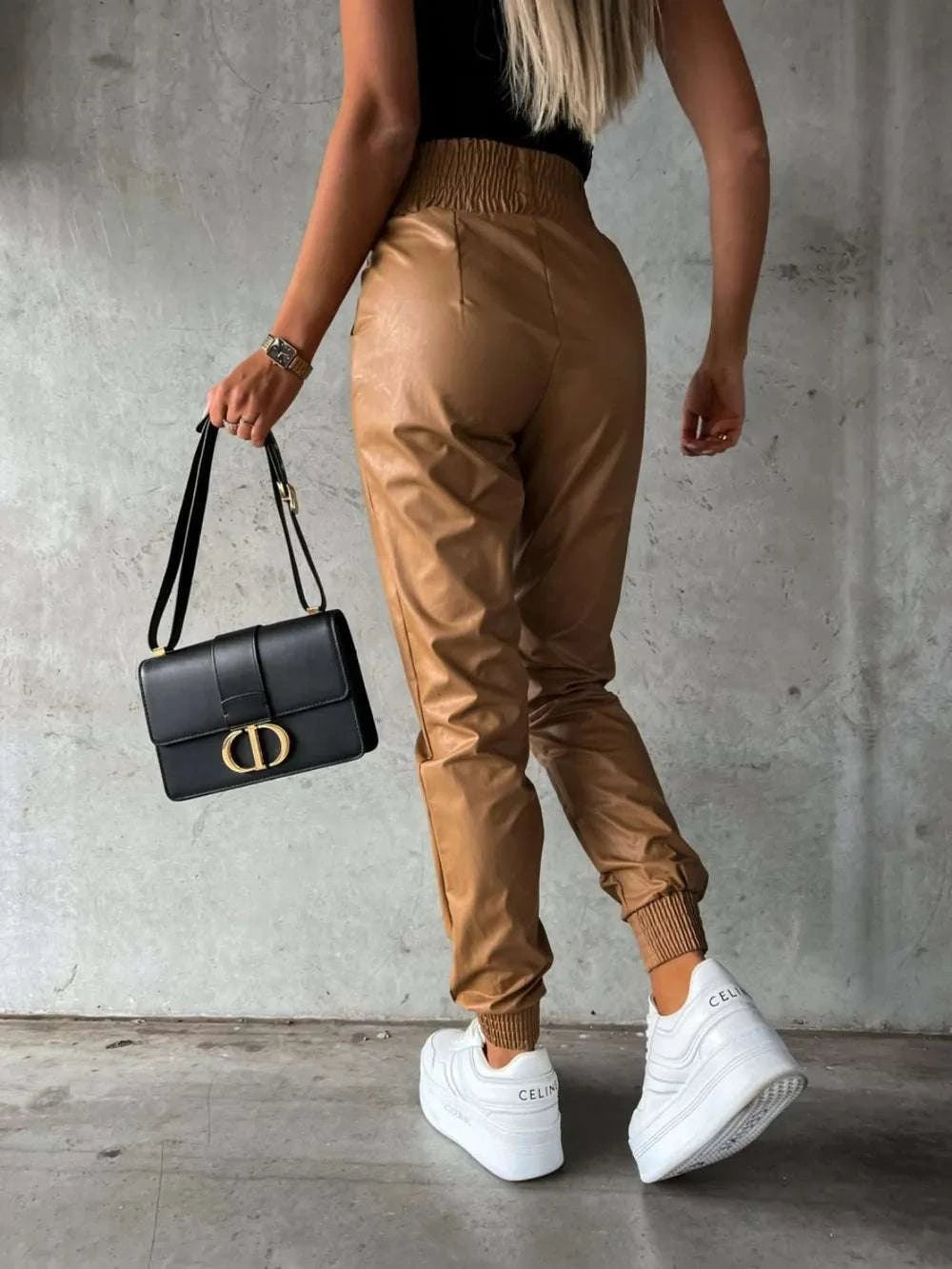 Smocked High Waist Pants with Pockets WESTCLOSET