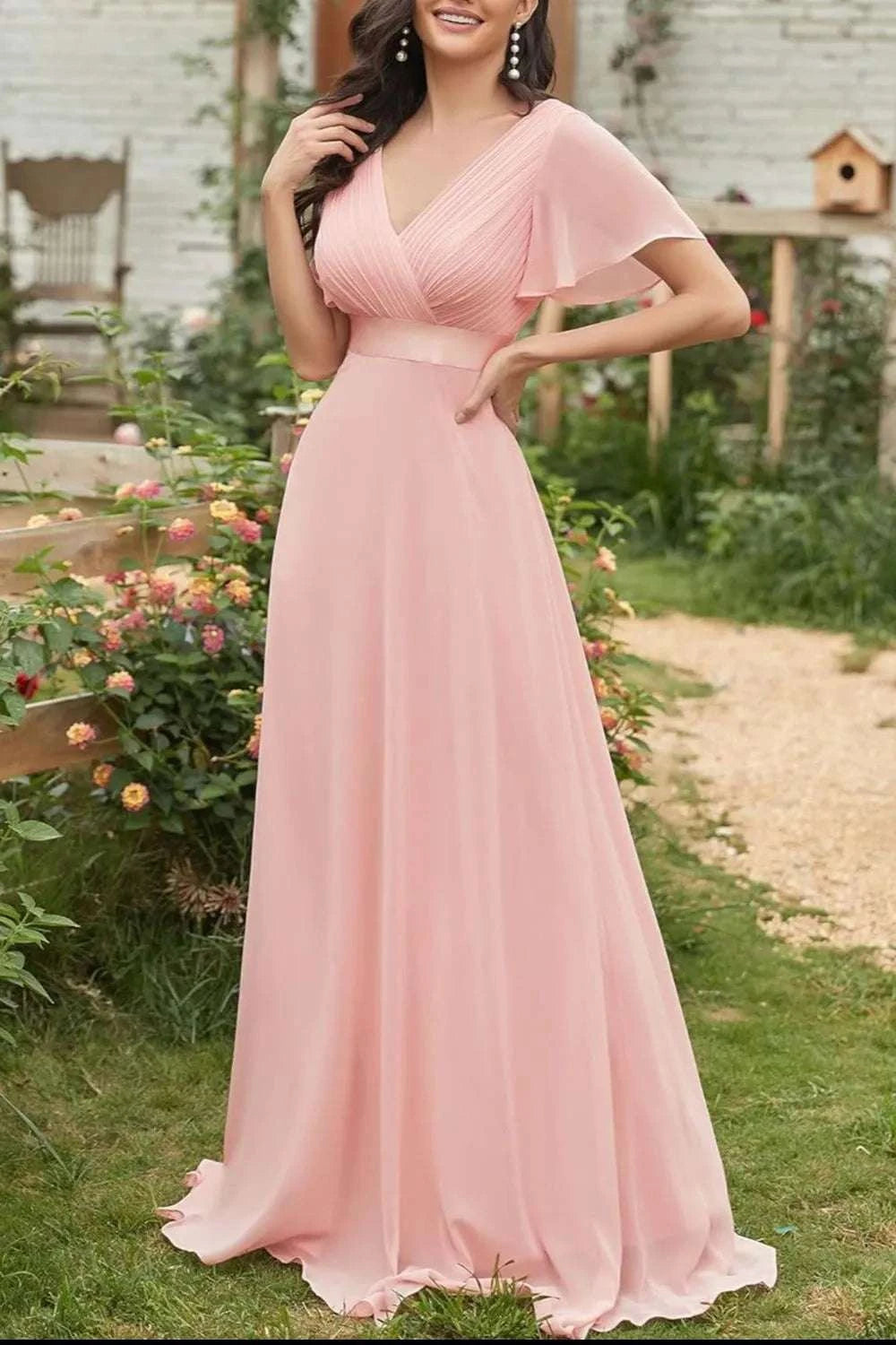 Surplice Flutter Sleeve Maxi Dress WESTCLOSET