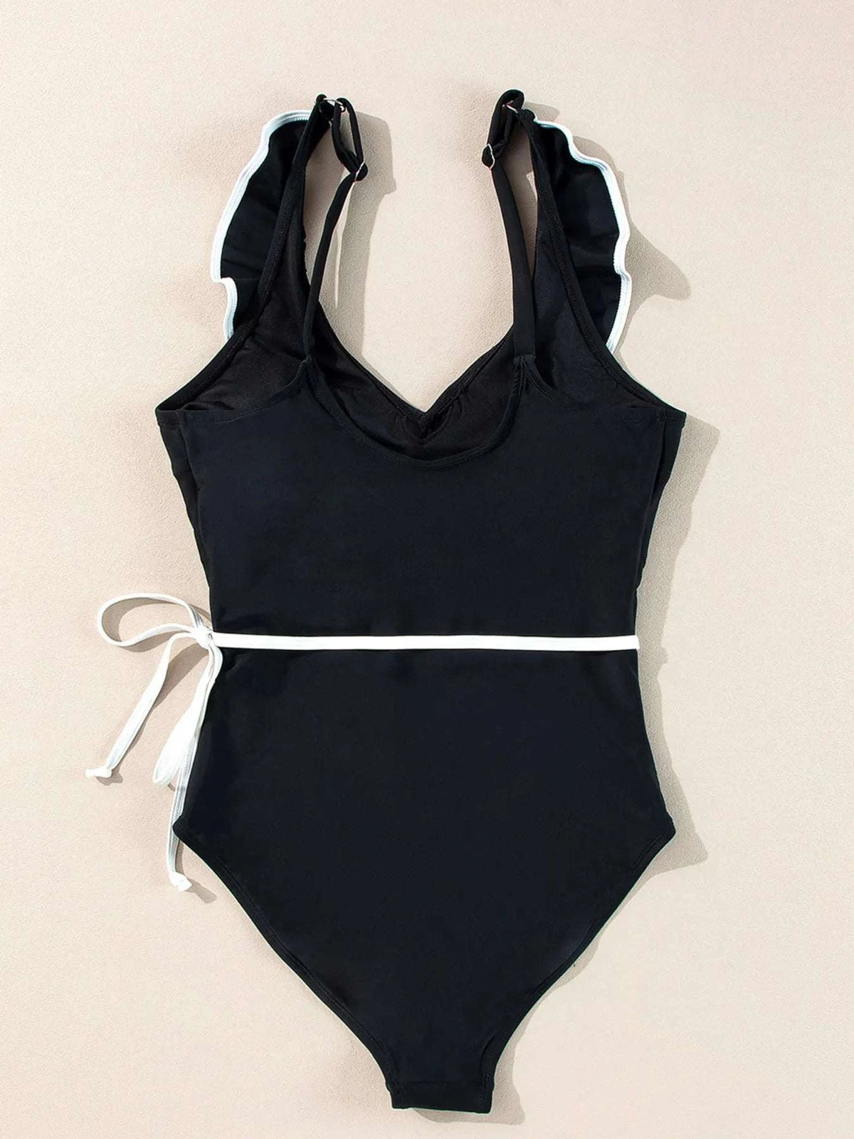 Ruffle Trim V-Neck One-Piece Swimsuit WESTCLOSET
