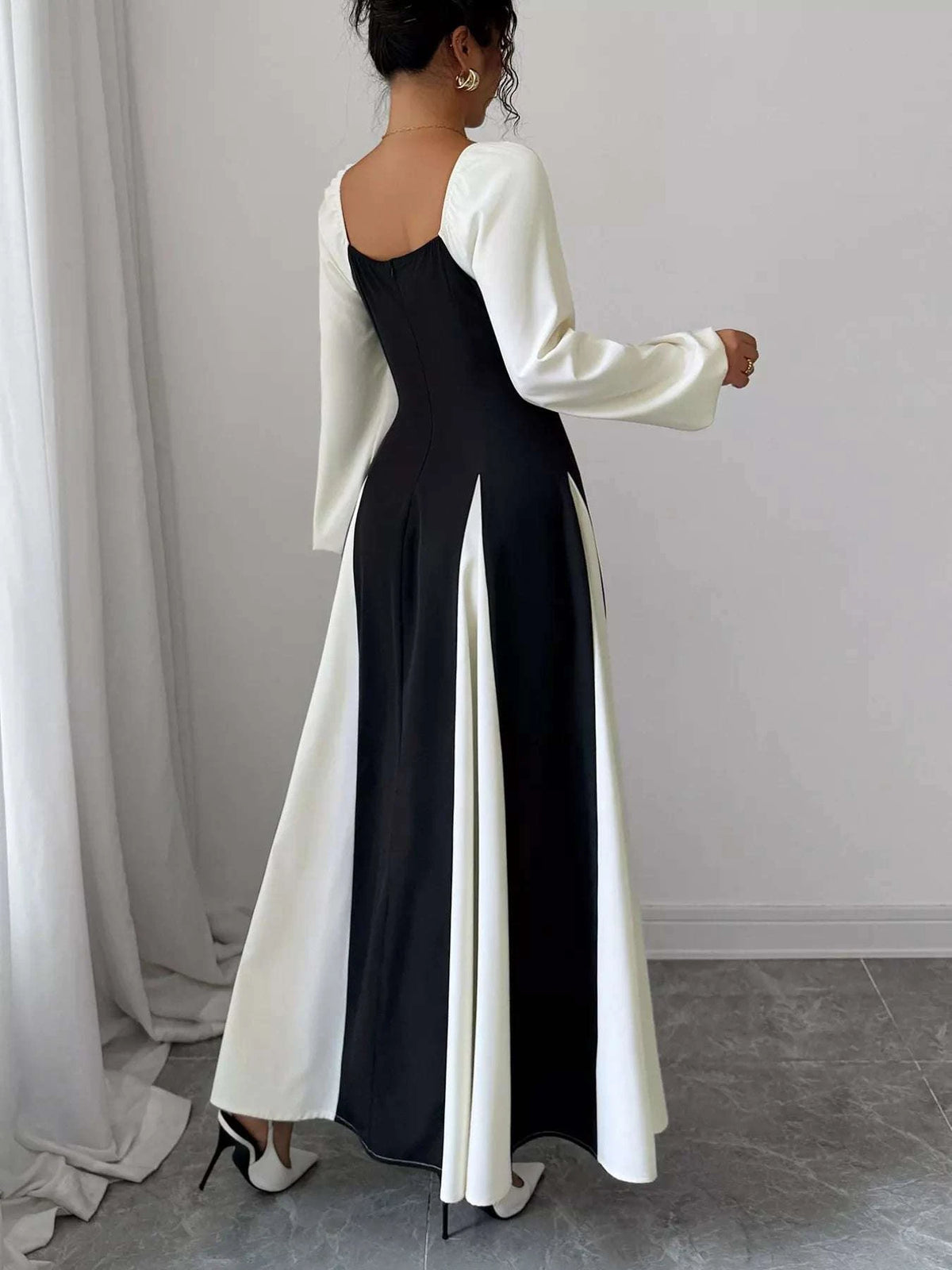 Color Block Square Neck Maxi Dress WESTCLOSET