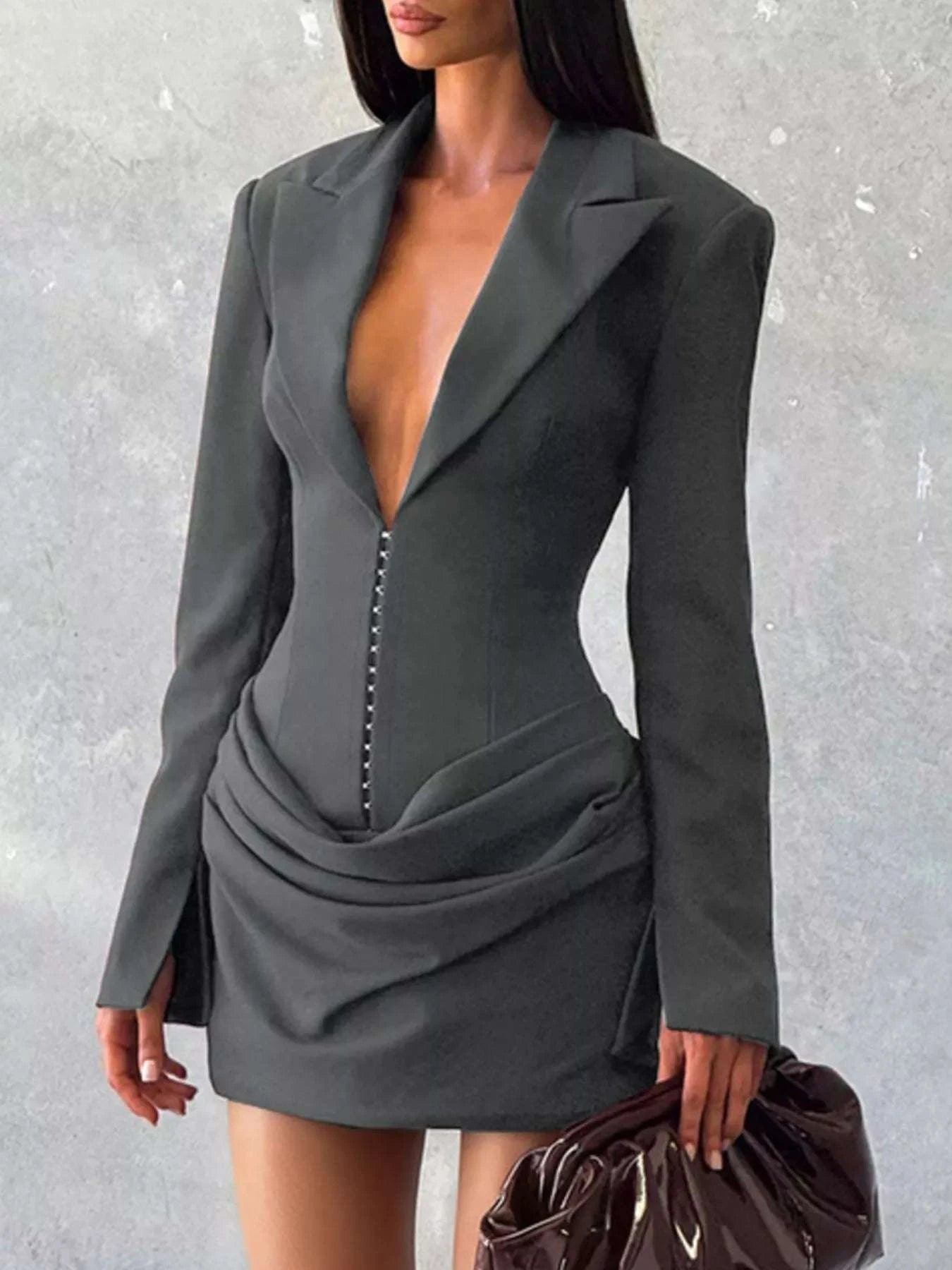 Full Size Blazer-Style Long Sleeve Mini Dress Plus Size WESTCLOSET Full Size Blazer-Style Long Sleeve Mini Dress Plus Size WESTCLOSET