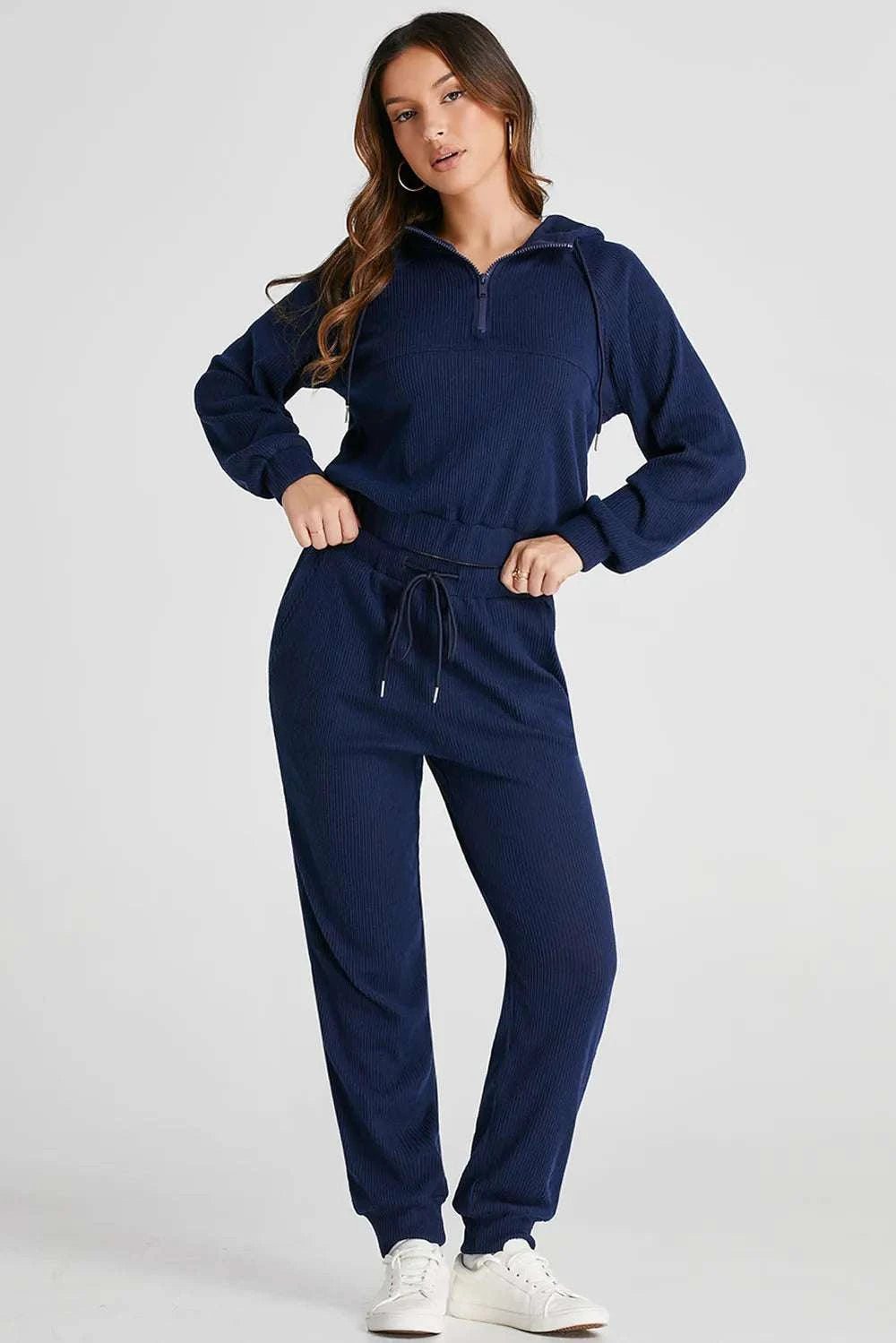 Drawstring Half Zip Hoodie and Joggers Active Set WESTCLOSET
