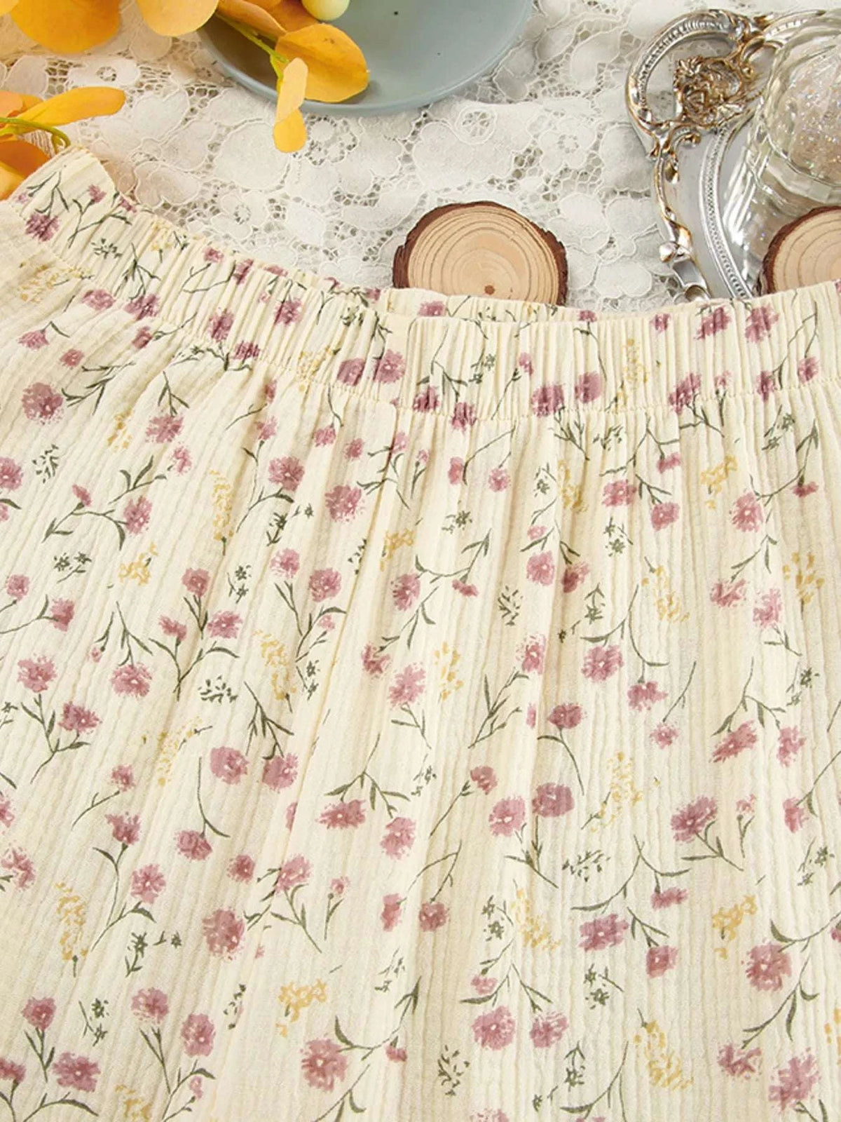 Floral Print Button-Down Top and Pants Lounge Set WESTCLOSET