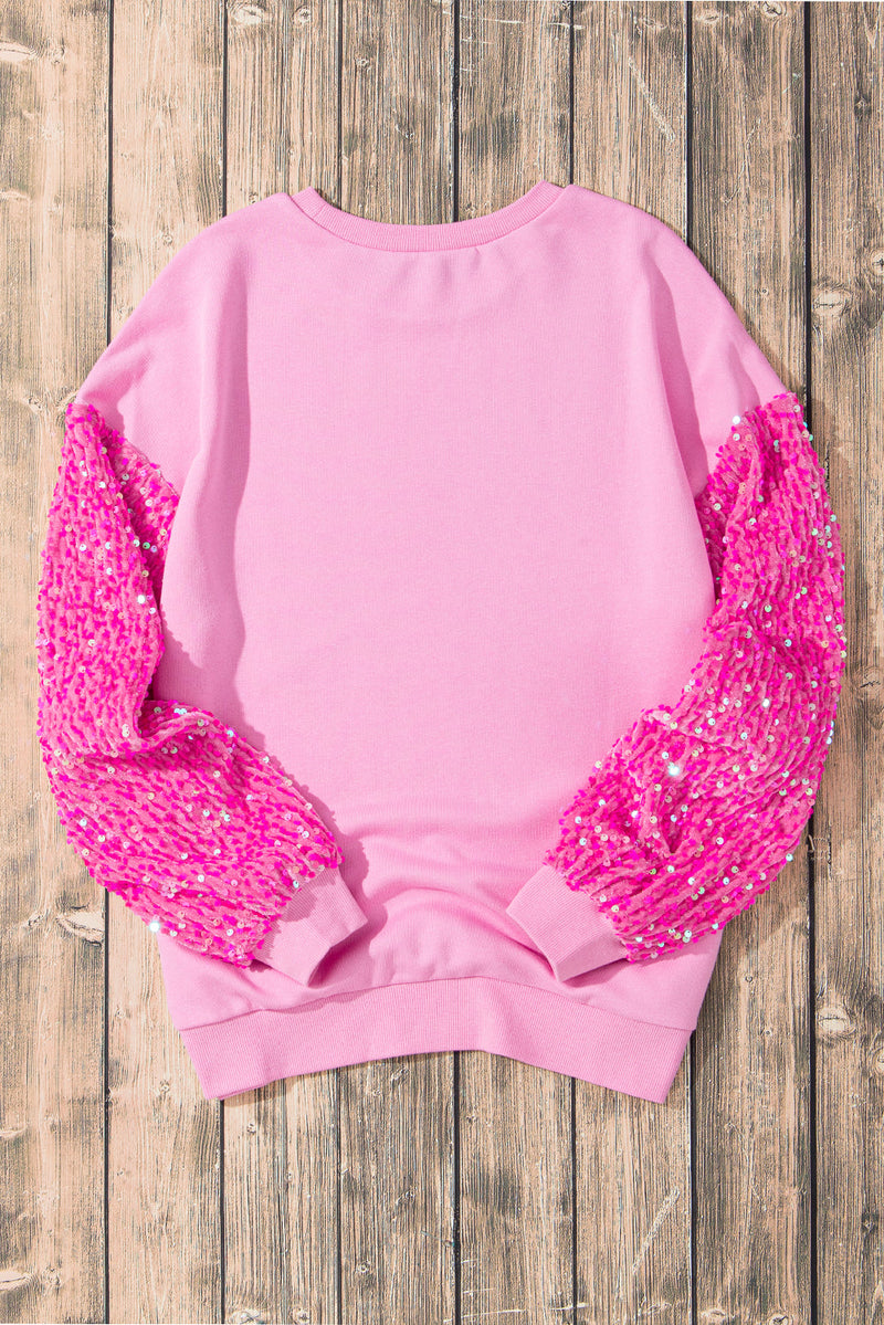 WestCloset Valentine’s Day Sequin Heart Long Sleeve Sweatshirt 