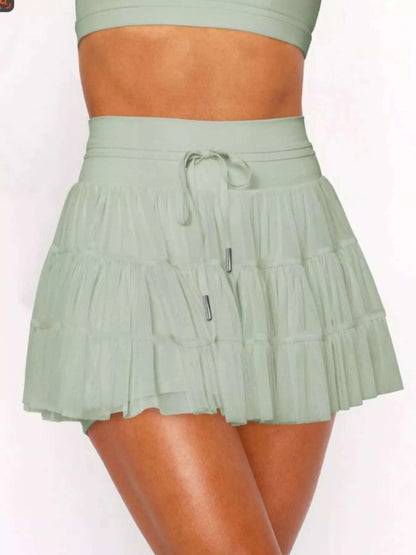 Tiered Skort with Drawstring WESTCLOSET