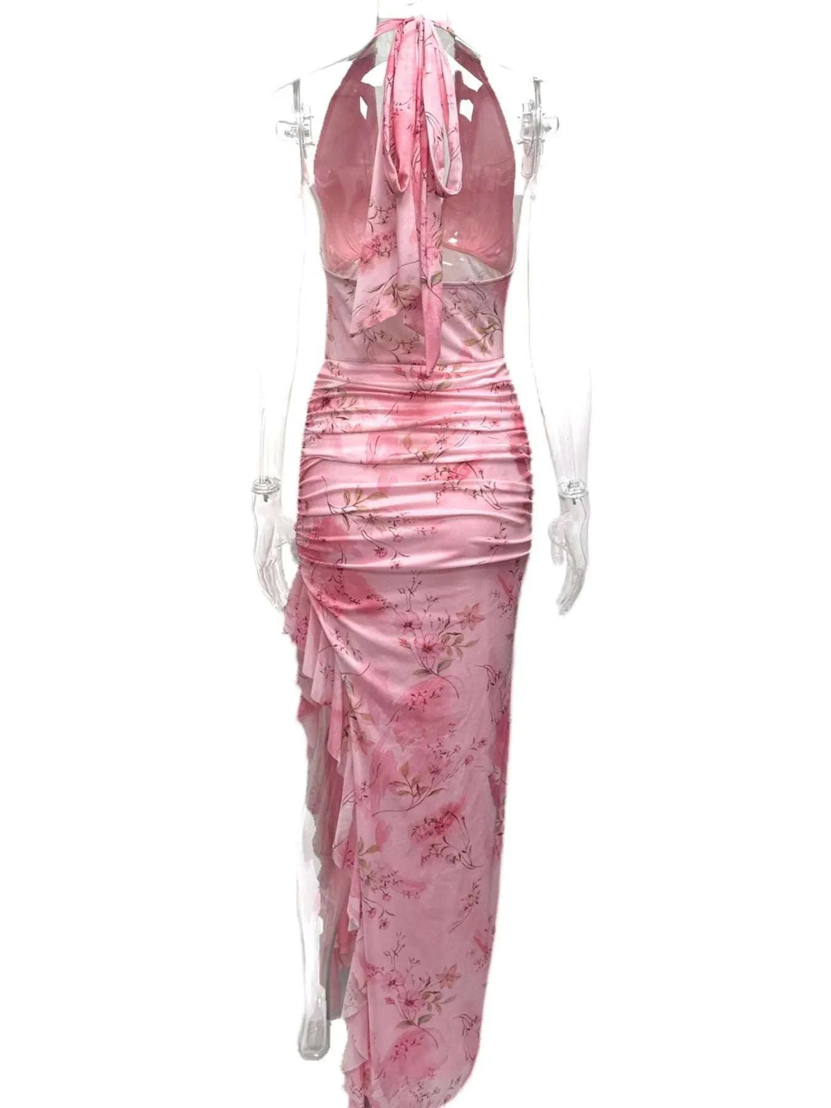 Ruffled Floral Print Halter Neck Cami Dress WESTCLOSET