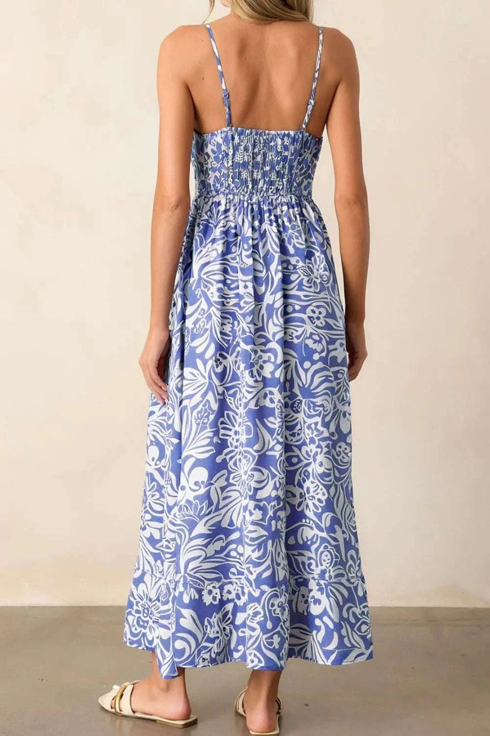 Floral Print Spaghetti Strap High Waist Dress WESTCLOSET