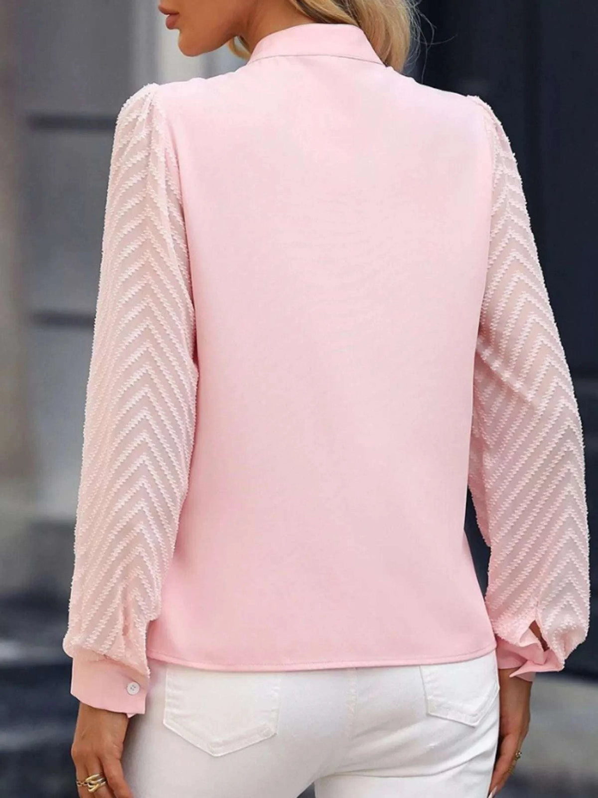 Notched Long Sleeve Blouse WESTCLOSET