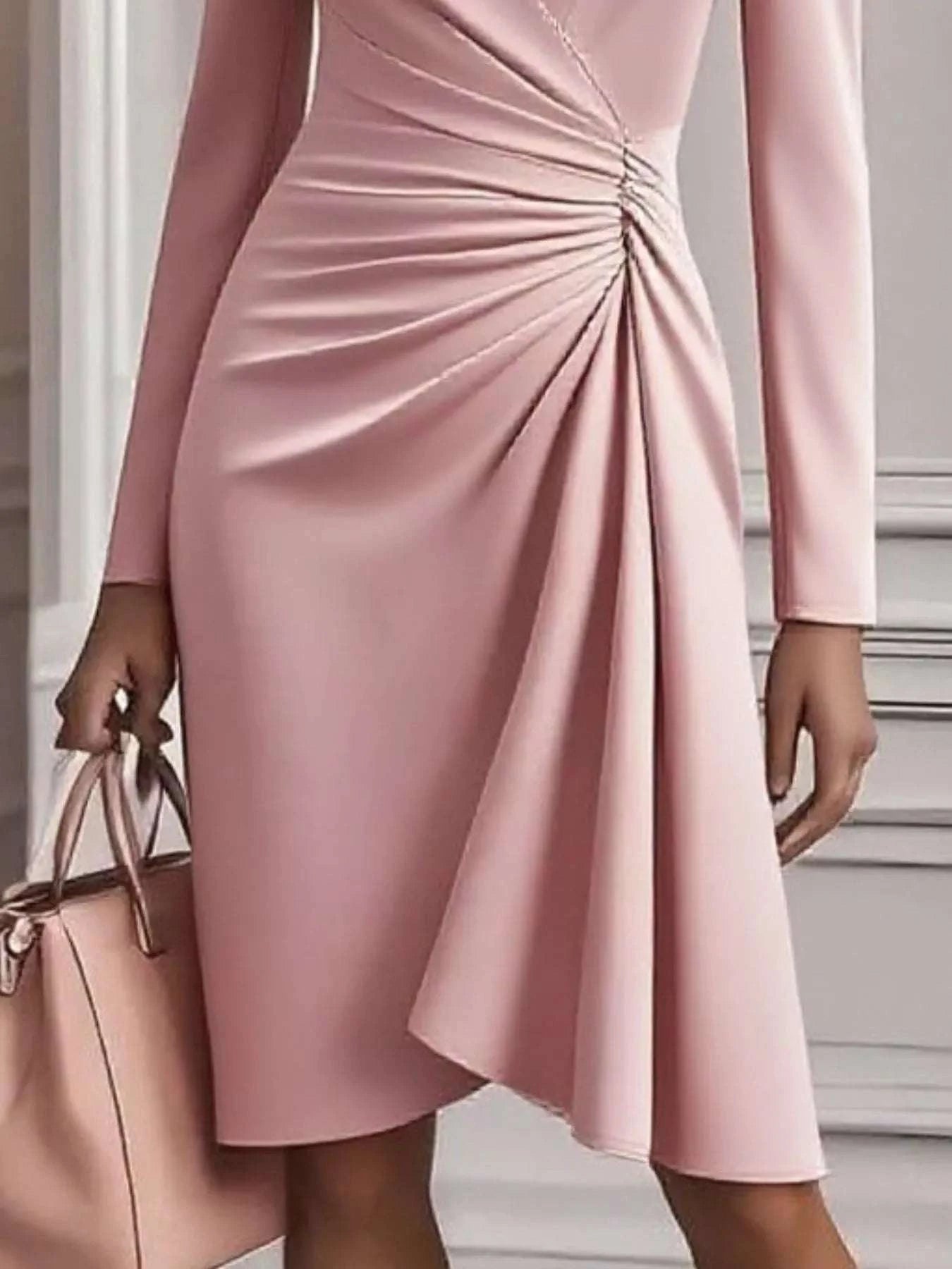 Ruched Surplice Long Sleeve Dress WESTCLOSET