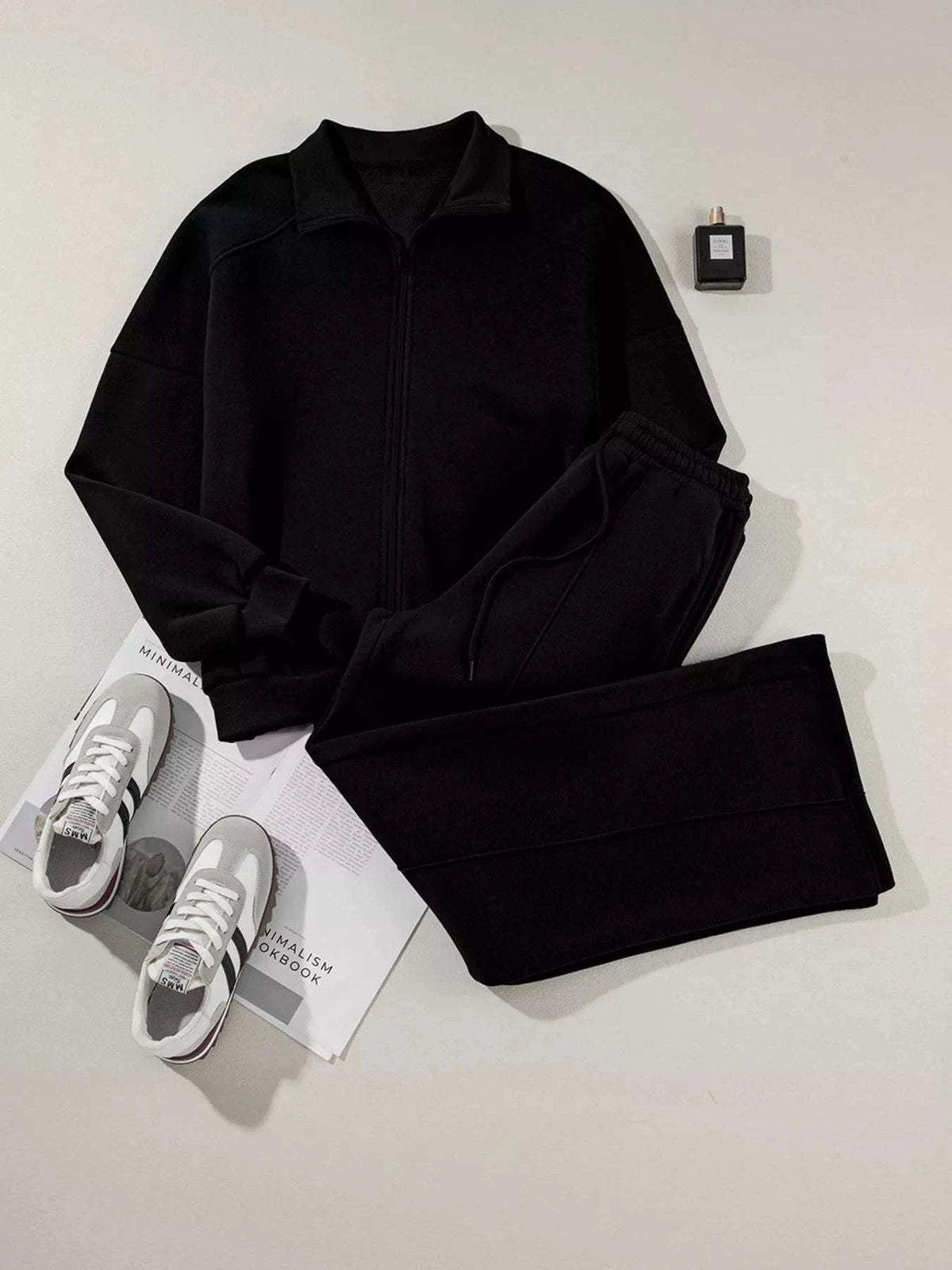 Drop Shoulder Zip Up Jacket and Drawstring Pants Active 2pcs Set WESTCLOSET