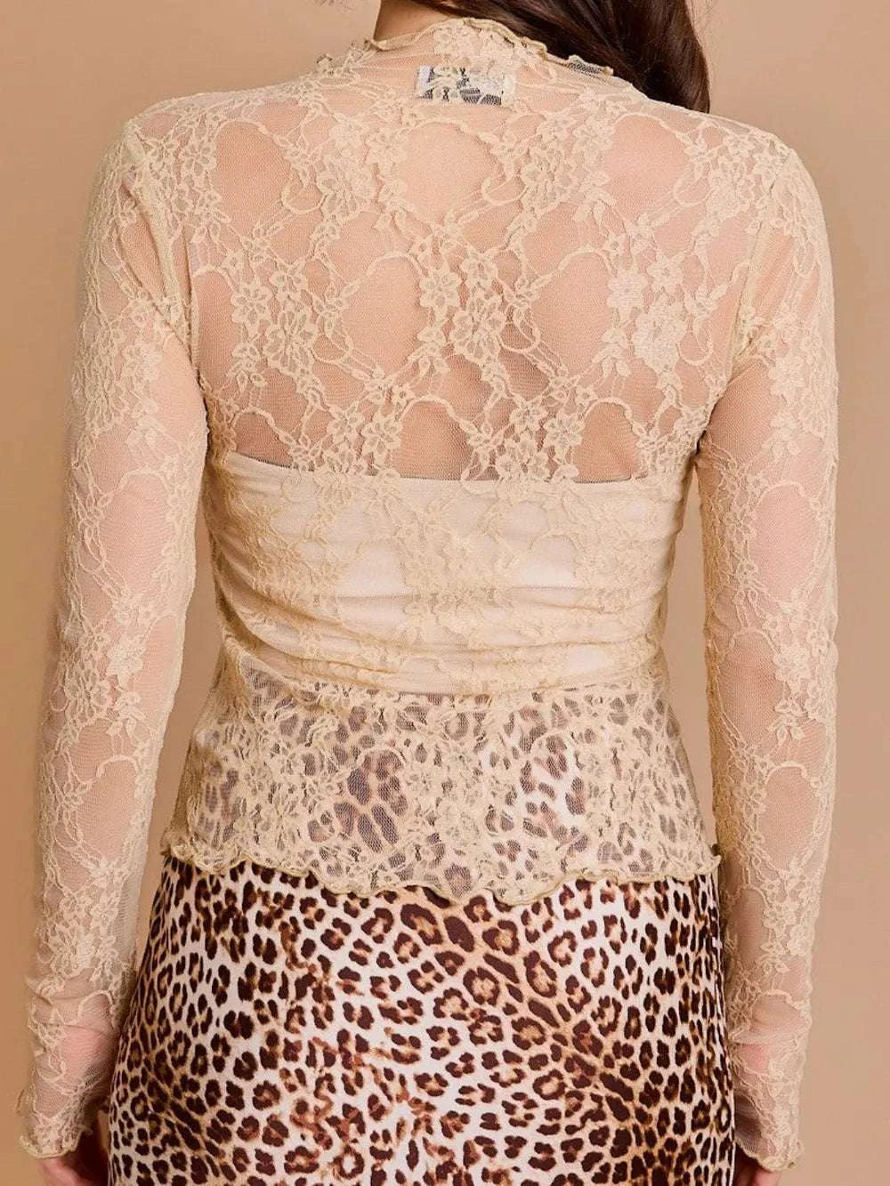 Lace Mock Neck Long Sleeve Top WESTCLOSET