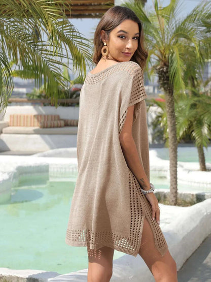 Beach cover up dress with crochet trim detailing