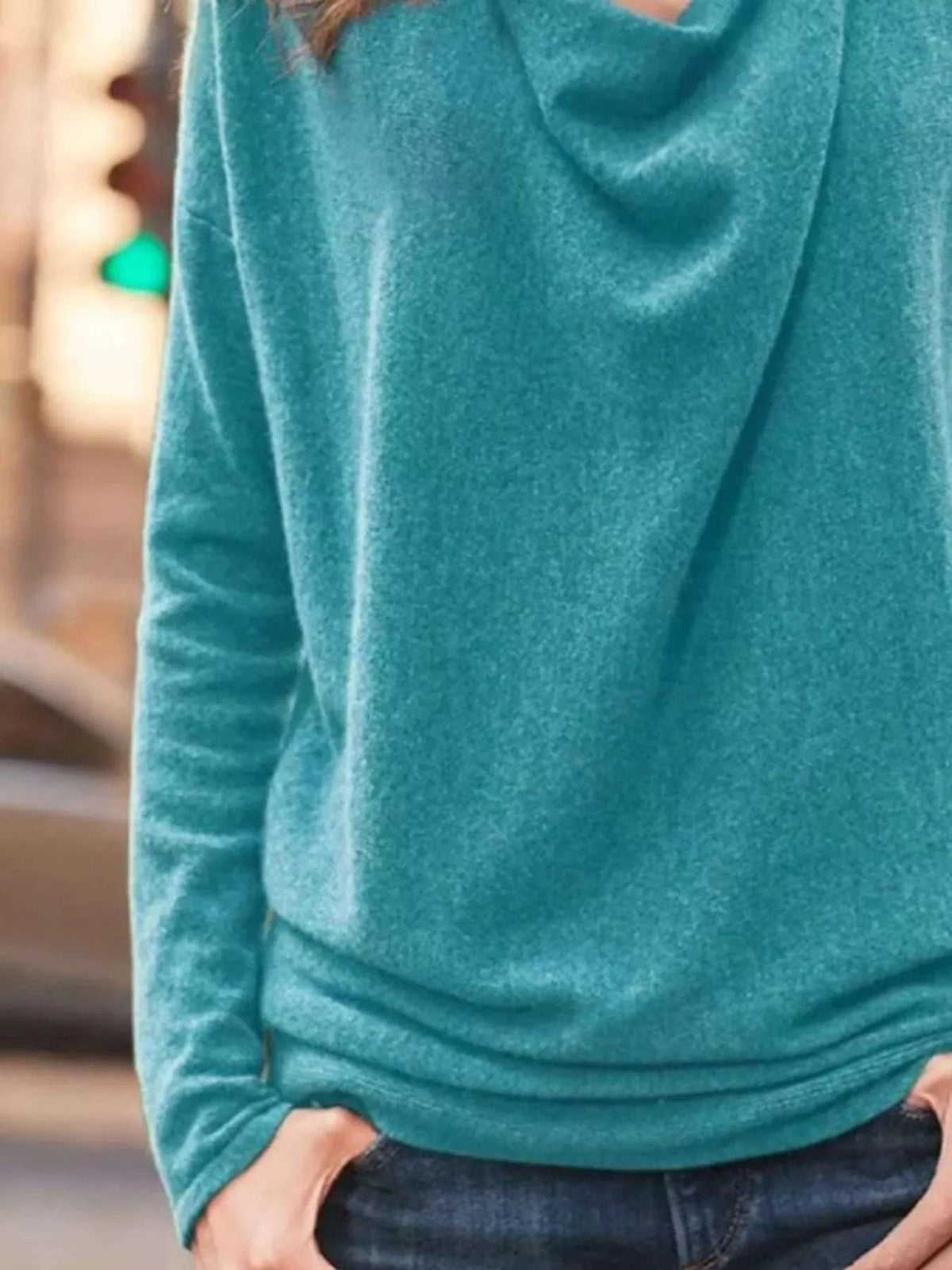 Full Size Cowl Neck Long Sleeve Top Plus Size WESTCLOSET