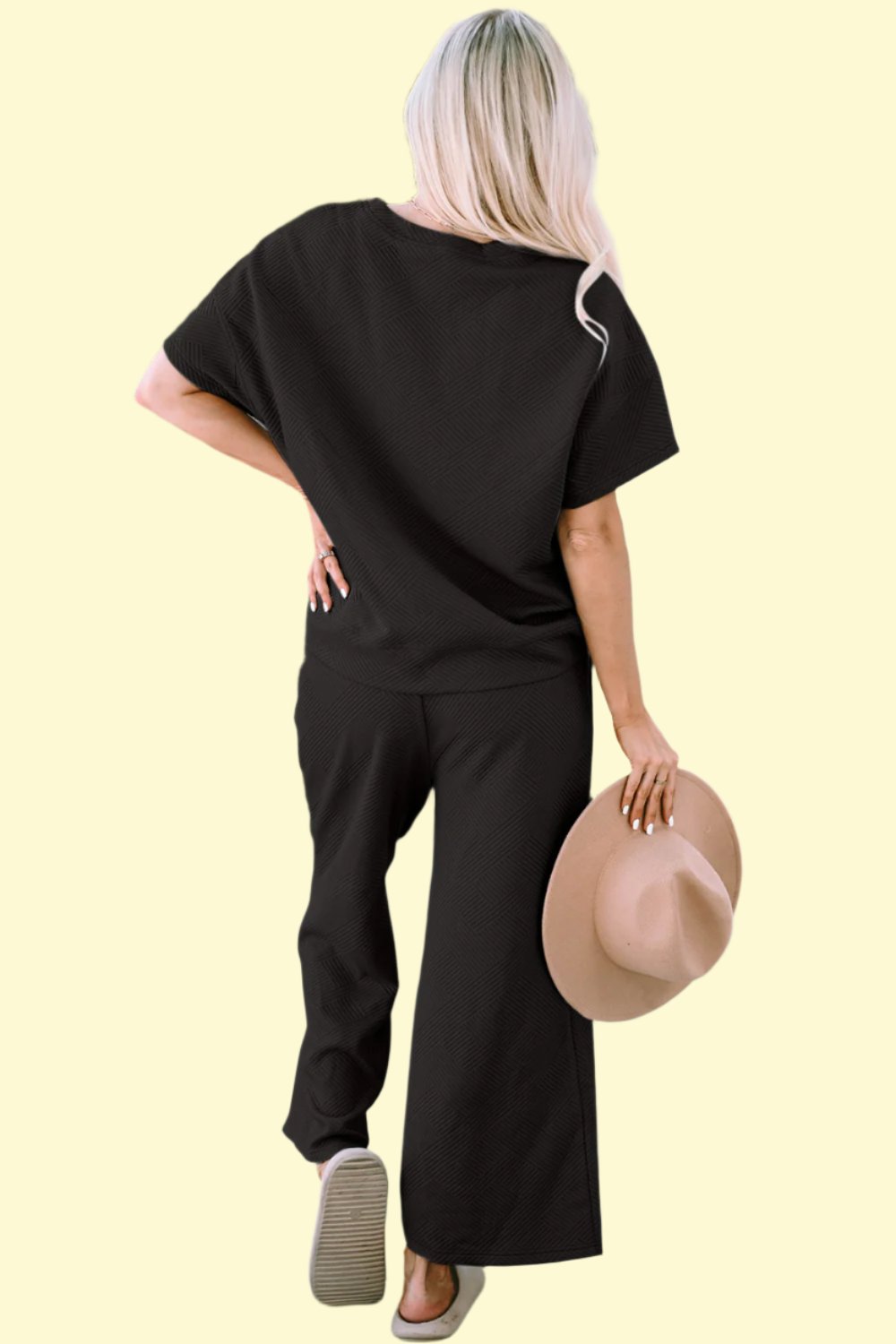 Back View of Black Top and Pant Set by WestCloset