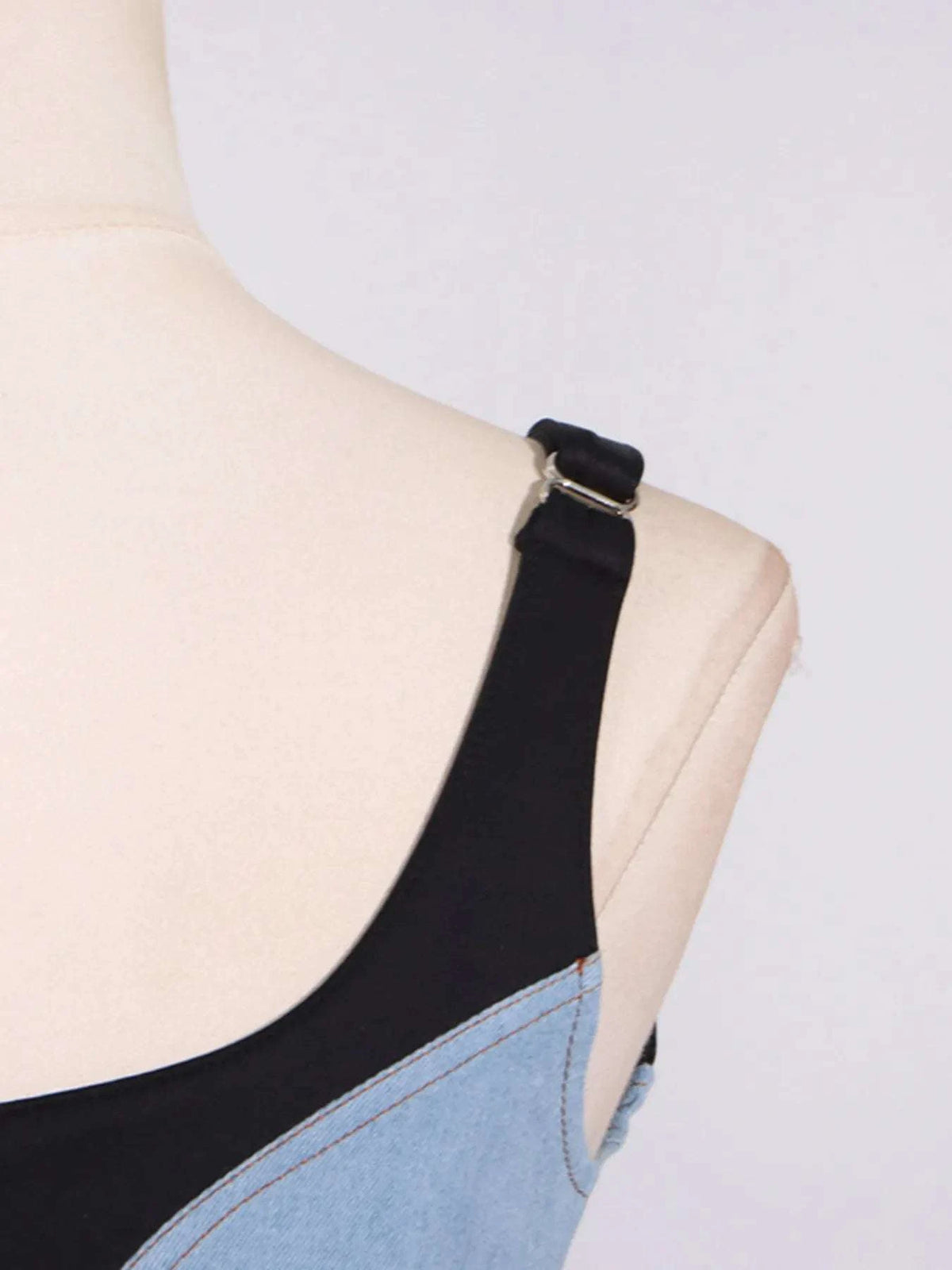 Contrast Adjustable Strap Denim Dress WESTCLOSET