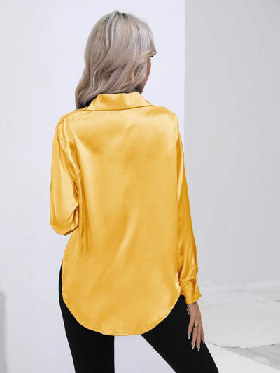 Collared Neck Buttoned Long Sleeve Shirt
